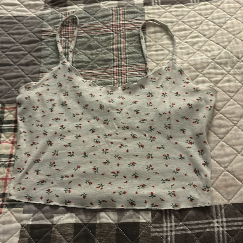 Shein Flower Ribbed Cropped Tank Top